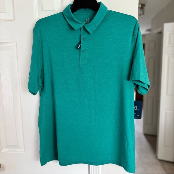 George Men's XL Poly Polo Shirt Tropical Jade Heather Short Sleeve Stretch Golf - Picture 3 of 10